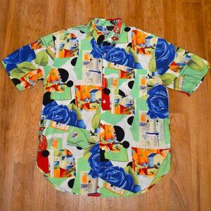 Cafe Vintage Mens 3(3XL) Abstract Short Sleeve Button Up - Made in USA